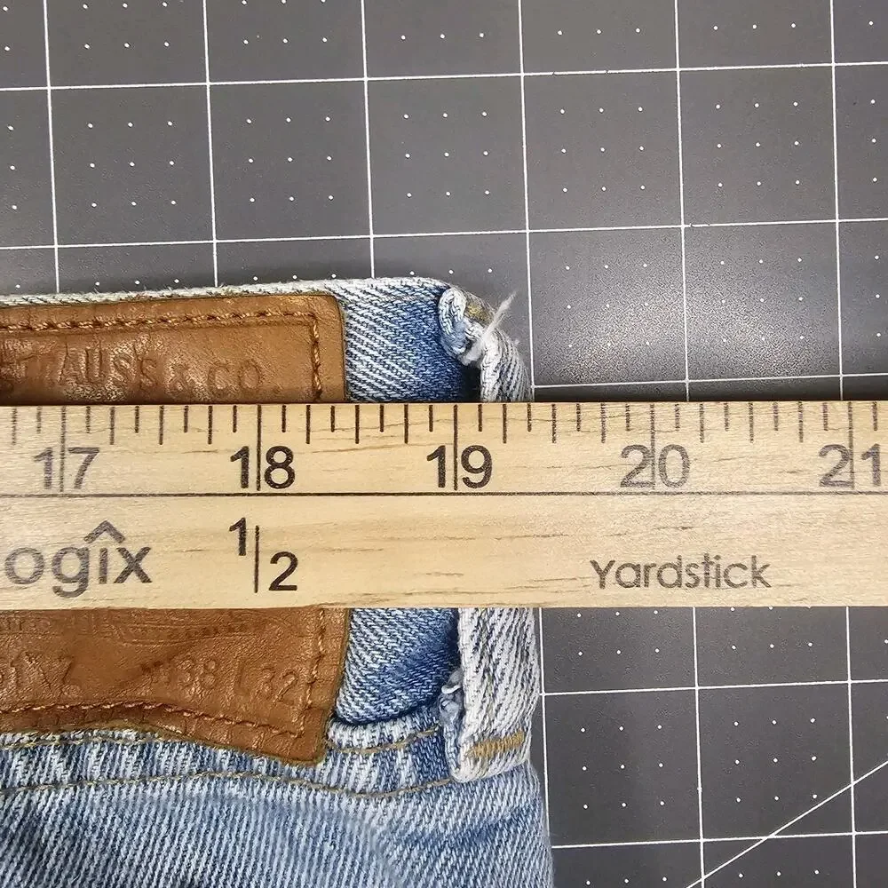 Levis Premium 551Z Jeans 38x32 Blue Hemp 90s Loose Baggy Straight Y2K Streetwear